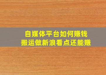 自媒体平台如何赚钱,搬运做新浪看点还能赚