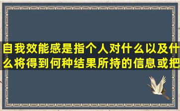 自我效能感是指个人对什么以及什么将得到何种结果所持的信息或把握...