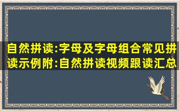 自然拼读:字母及字母组合常见拼读示例(附:自然拼读视频跟读汇总) 