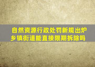 自然资源行政处罚新规出炉,乡镇街道能直接限期拆除吗 