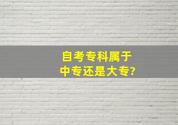 自考专科属于中专还是大专?