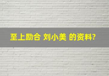 至上励合 刘小美 的资料?