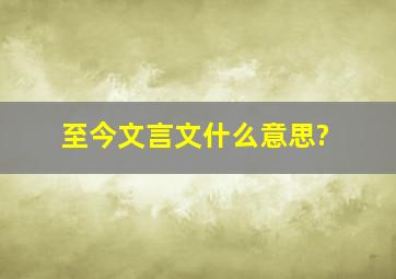 至今文言文什么意思?