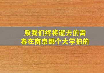 致我们终将逝去的青春在南京哪个大学拍的