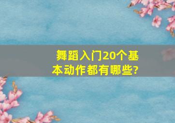 舞蹈入门20个基本动作都有哪些?