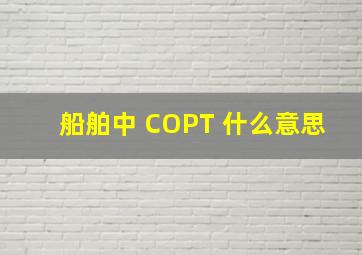 船舶中 COPT 什么意思