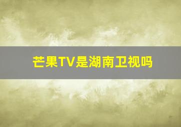 芒果TV是湖南卫视吗(