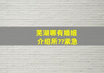 芜湖哪有婚姻介绍所??紧急。。