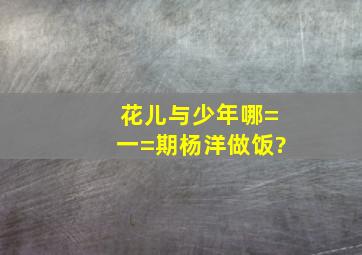 花儿与少年哪=一=期杨洋做饭?