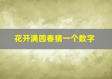 花开满园春猜一个数字