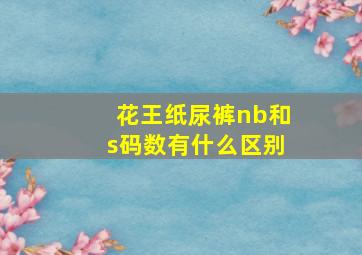 花王纸尿裤nb和s码数有什么区别