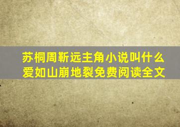 苏桐周靳远主角小说叫什么 爱如山崩地裂免费阅读全文