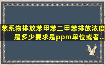 苯系物排放,苯、甲苯、二甲苯排放浓度是多少,要求是ppm单位。或者...