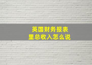 英国财务报表里总收入怎么说