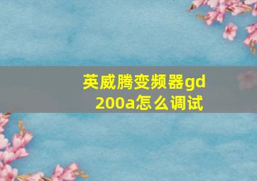 英威腾变频器gd200a怎么调试(