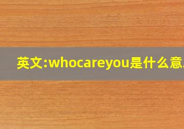 英文:whocareyou是什么意思?