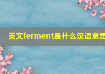英文ferment是什么汉语意思
