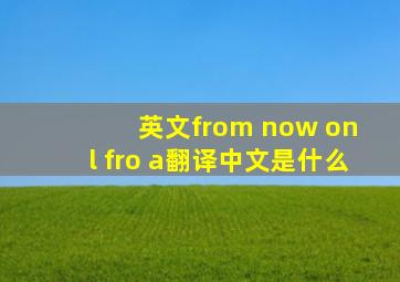 英文from now on l fro a翻译中文是什么