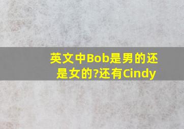 英文中Bob是男的还是女的?还有Cindy