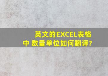 英文的EXCEL表格中 数量单位如何翻译?