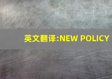英文翻译:NEW POLICY