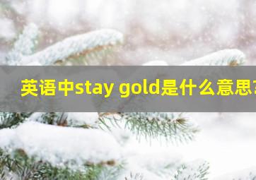 英语中stay gold是什么意思?