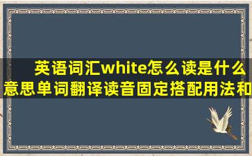 英语词汇white怎么读,是什么意思,单词翻译、读音、固定搭配用法和...