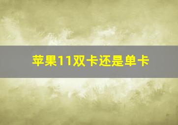 苹果11双卡还是单卡(