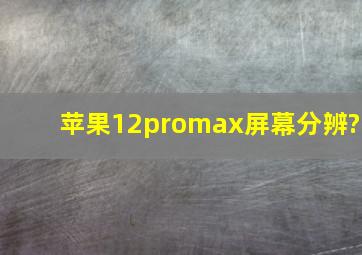 苹果12promax屏幕分辨?