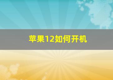 苹果12如何开机(