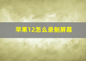 苹果12怎么录制屏幕