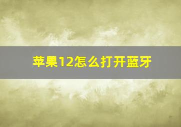 苹果12怎么打开蓝牙(