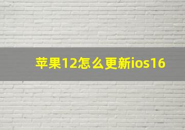 苹果12怎么更新ios16