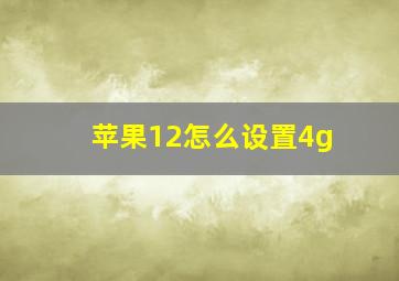 苹果12怎么设置4g