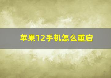 苹果12手机怎么重启