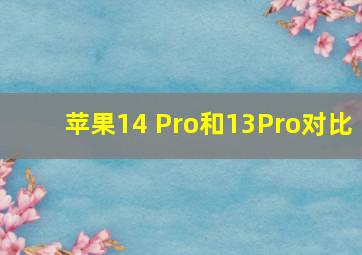 苹果14 Pro和13Pro对比