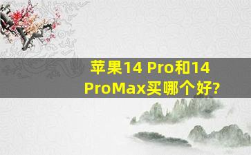 苹果14 Pro和14ProMax买哪个好?