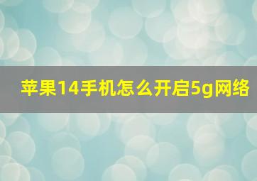 苹果14手机怎么开启5g网络