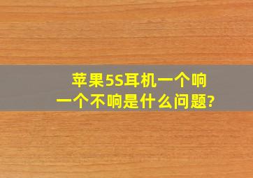 苹果5S耳机一个响一个不响,是什么问题?