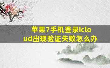 苹果7手机登录icloud出现验证失败怎么办(