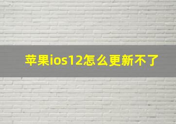 苹果ios12怎么更新不了