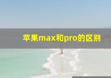 苹果max和pro的区别(