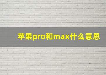 苹果pro和max什么意思