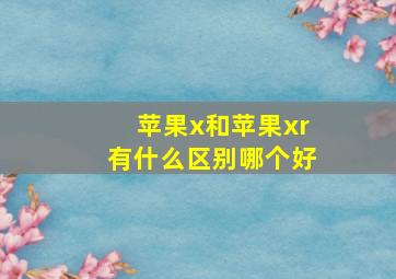 苹果x和苹果xr有什么区别哪个好