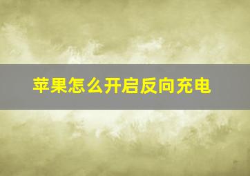 苹果怎么开启反向充电