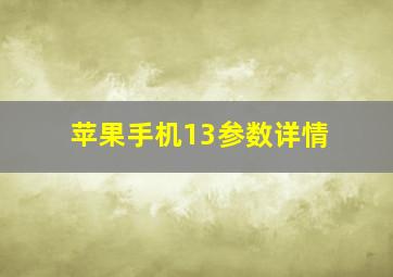 苹果手机13参数详情