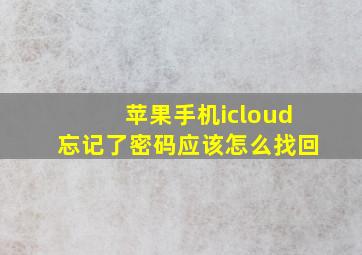 苹果手机icloud忘记了密码应该怎么找回