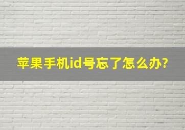 苹果手机id号忘了怎么办?