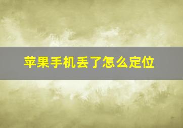 苹果手机丢了怎么定位