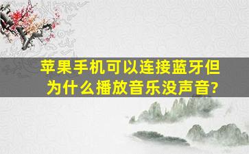 苹果手机可以连接蓝牙但为什么播放音乐没声音?